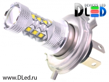   Автолампа светодиодная H4 - 16 CREE + Линза