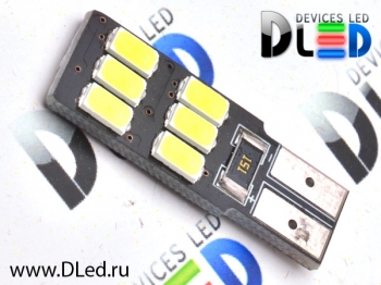   Автолампа светодиодная T10 - W5W - 6 SMD 5630 односторонняя (с обманкой)