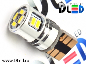   Автолампа светодиодная DLed T10 - W5W - 10 SMD 3014 (с обманкой)