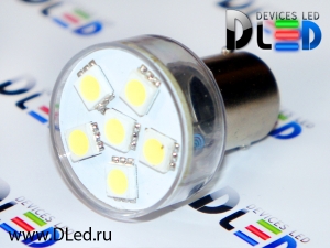   Автолампа светодиодная 1156 - PY21W - S25 - BA15s - 6 SMD 5050