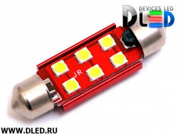   Светодиодная автомобильная лампа C5W FEST 39 мм - 6 SMD 3030 с обманкой