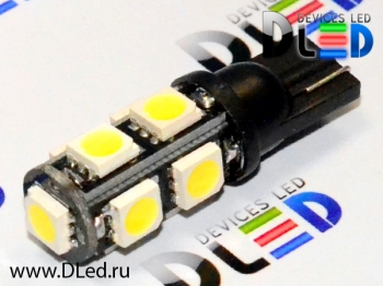   Автолампа светодиодная T10 - W5W - 9 SMD 5050 Black